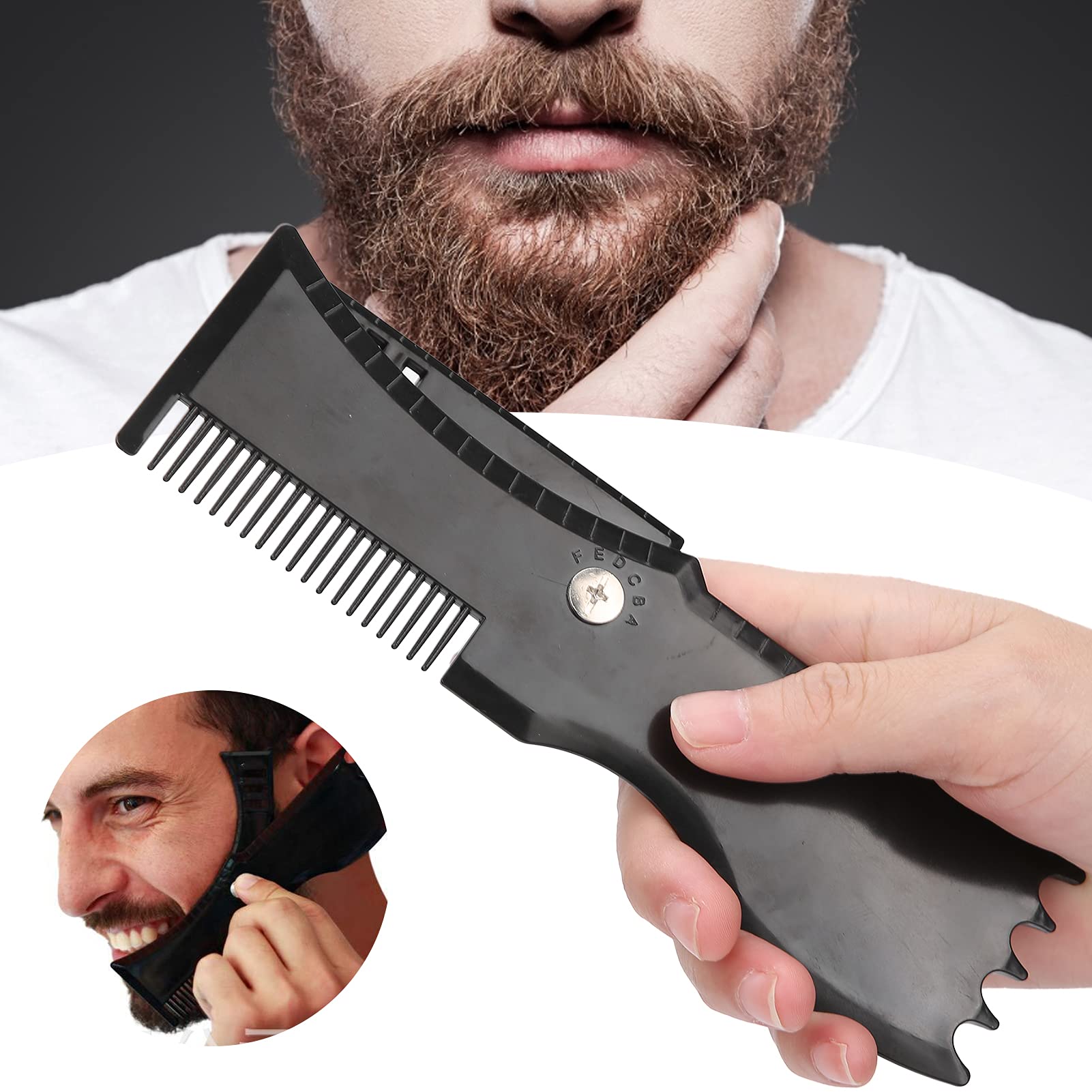 Professional Beard Shaping Tool for Men - Rotatable Beard Line Guide Template for Precise Styling, Edging & Grooming (Jaw, Cheek & Neck Line) | Perfect for Home Barbering & Salon Use