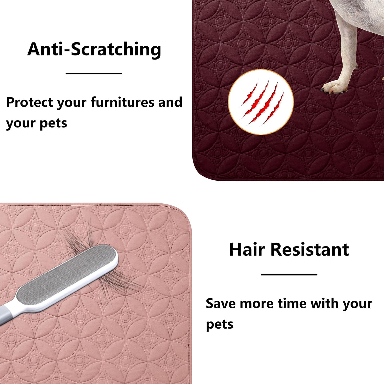 Waterproof Dog Blanket 82x102 Inches - Washable Reversible Pet Couch Cover for Sofa & Bed, Furniture Protector from Dogs (Burgundy Red + Pink) - Perfect for Indoor Use, Dog Beds, and Pet Furniture Protection