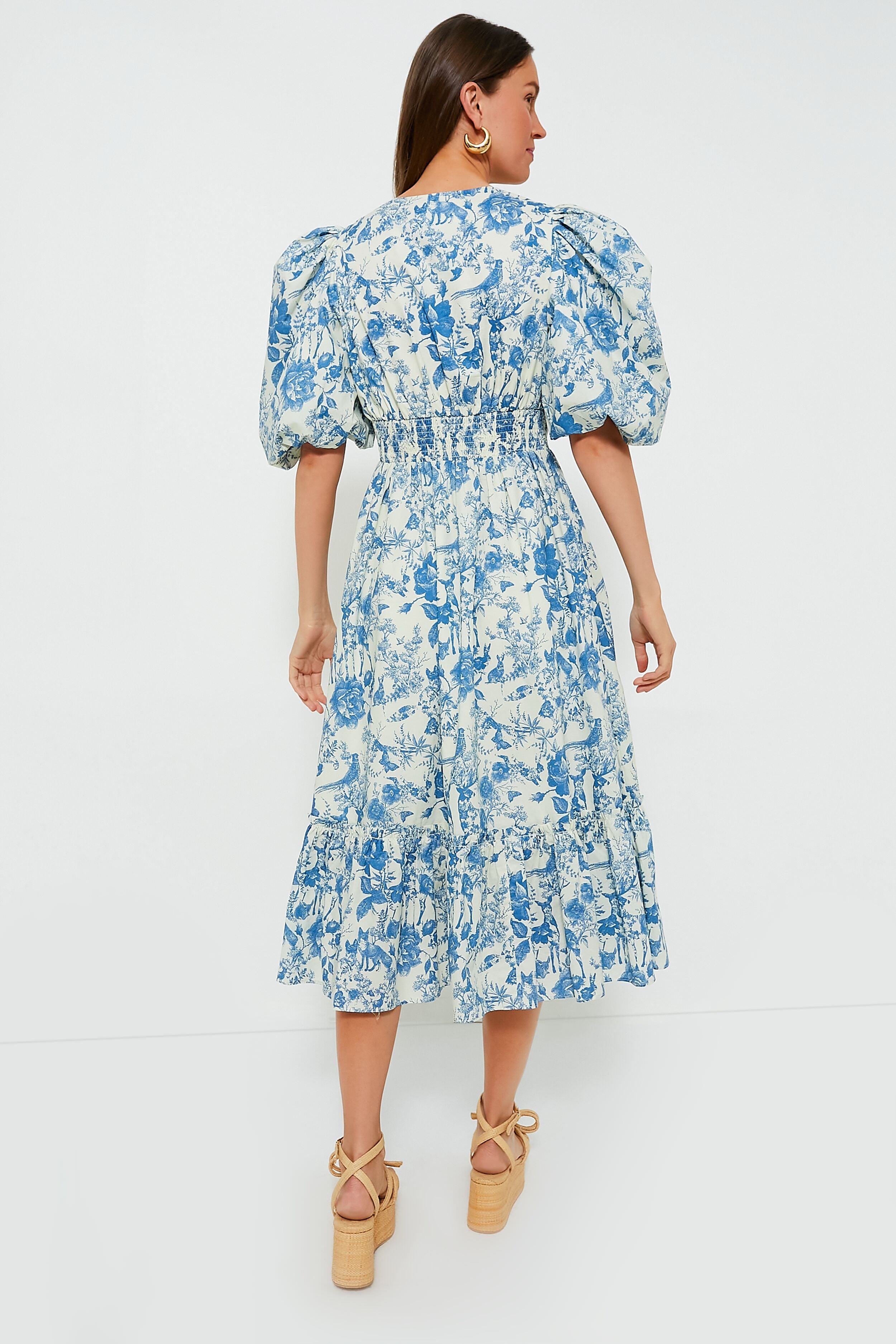 Blue Woodland Floral Lindley Dress - Elegant Floral Print Summer Dress for Women | Perfect for Weddings, Parties & Casual Outings