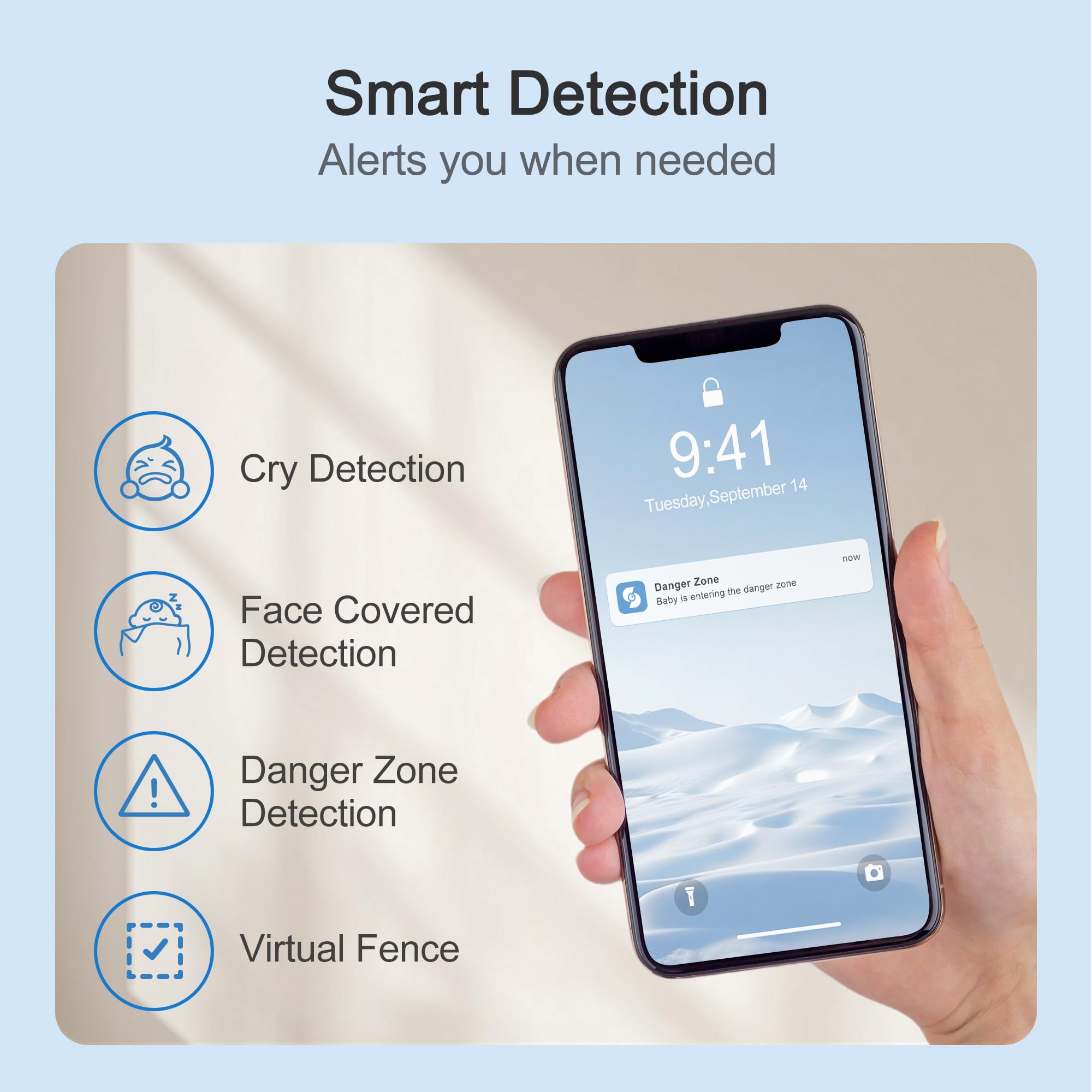 Simsky Split Screen Video Baby Monitor with 2 Cameras - 4MP HD Resolution, 7