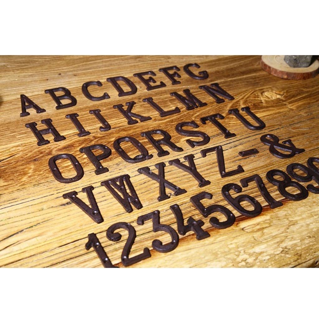 Large Brown Cast Iron House Numbers - Non-Fire Metal Letters for Home Address Signage | Perfect for Front Door, Mailbox, and Garden Decor