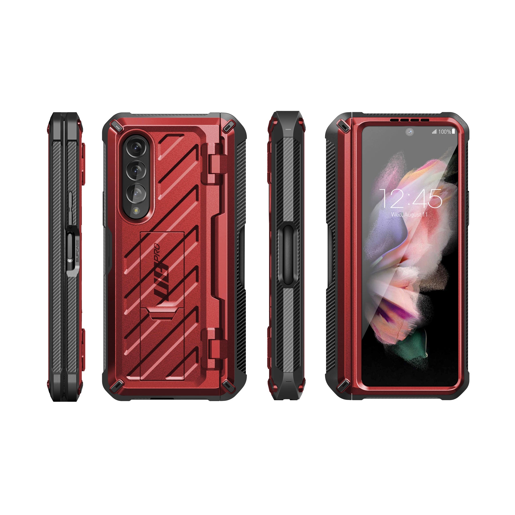 Samsung Galaxy Z Fold 4 Unicorn Beetle PRO Heavy Duty Rugged Case with S Pen Holder - Shockproof & Drop Protection - Metallic Red - Perfect for Outdoor Adventures & Business Travel