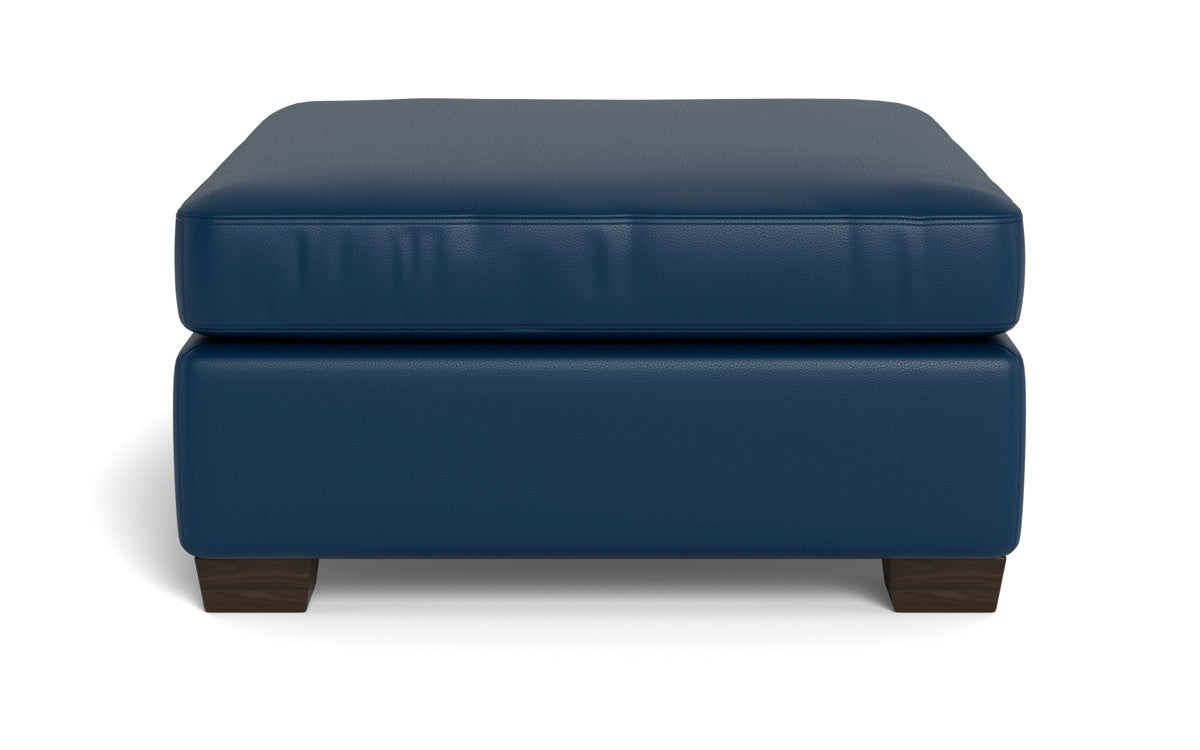 Genuine Leather Storage Ottoman with Tufted Top - Footrest, Coffee Table & Extra Seating for Living Room, Bedroom & Office