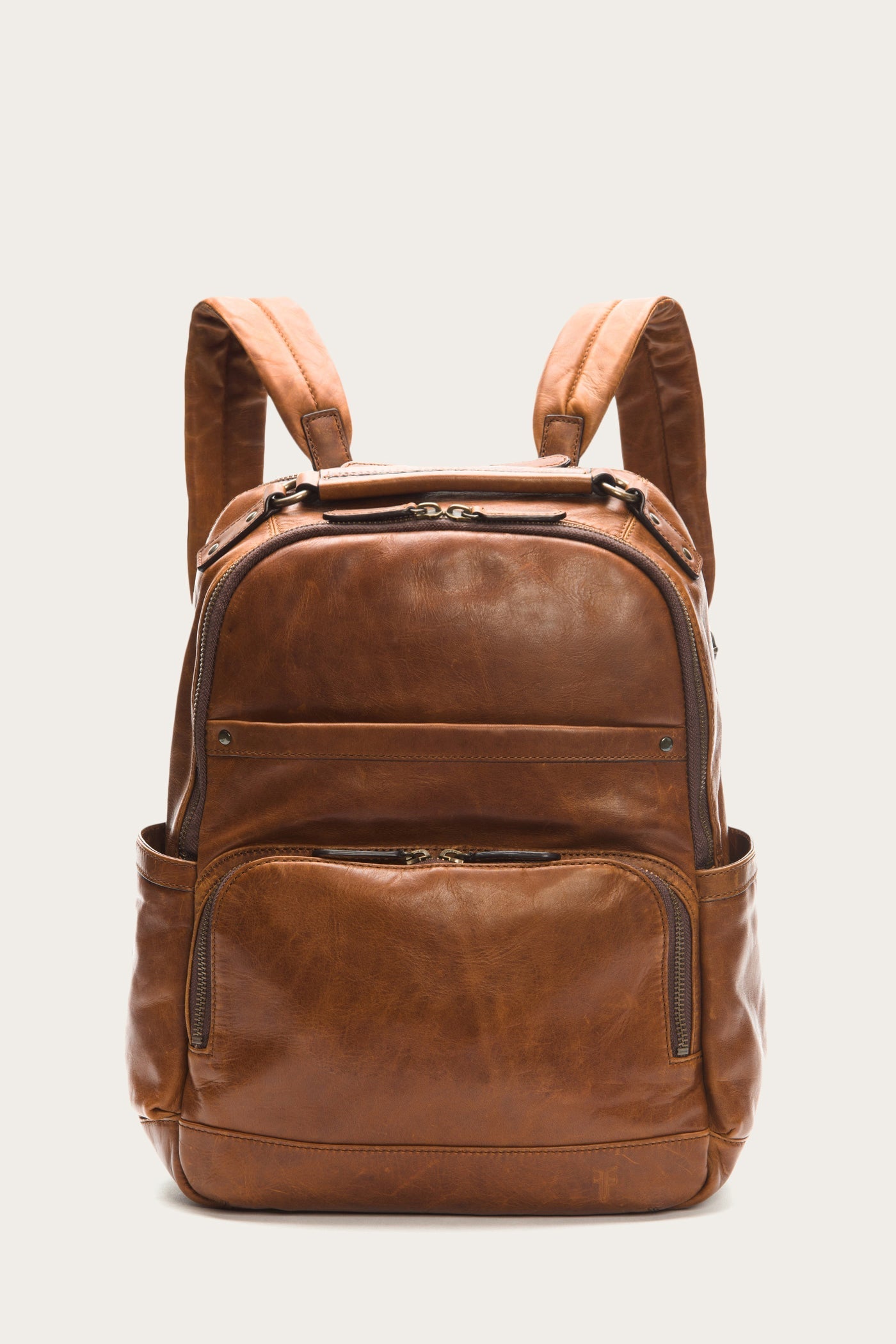 Premium Logan Genuine Leather Backpack in Cognac Brown - Stylish & Durable for Work, Travel & College