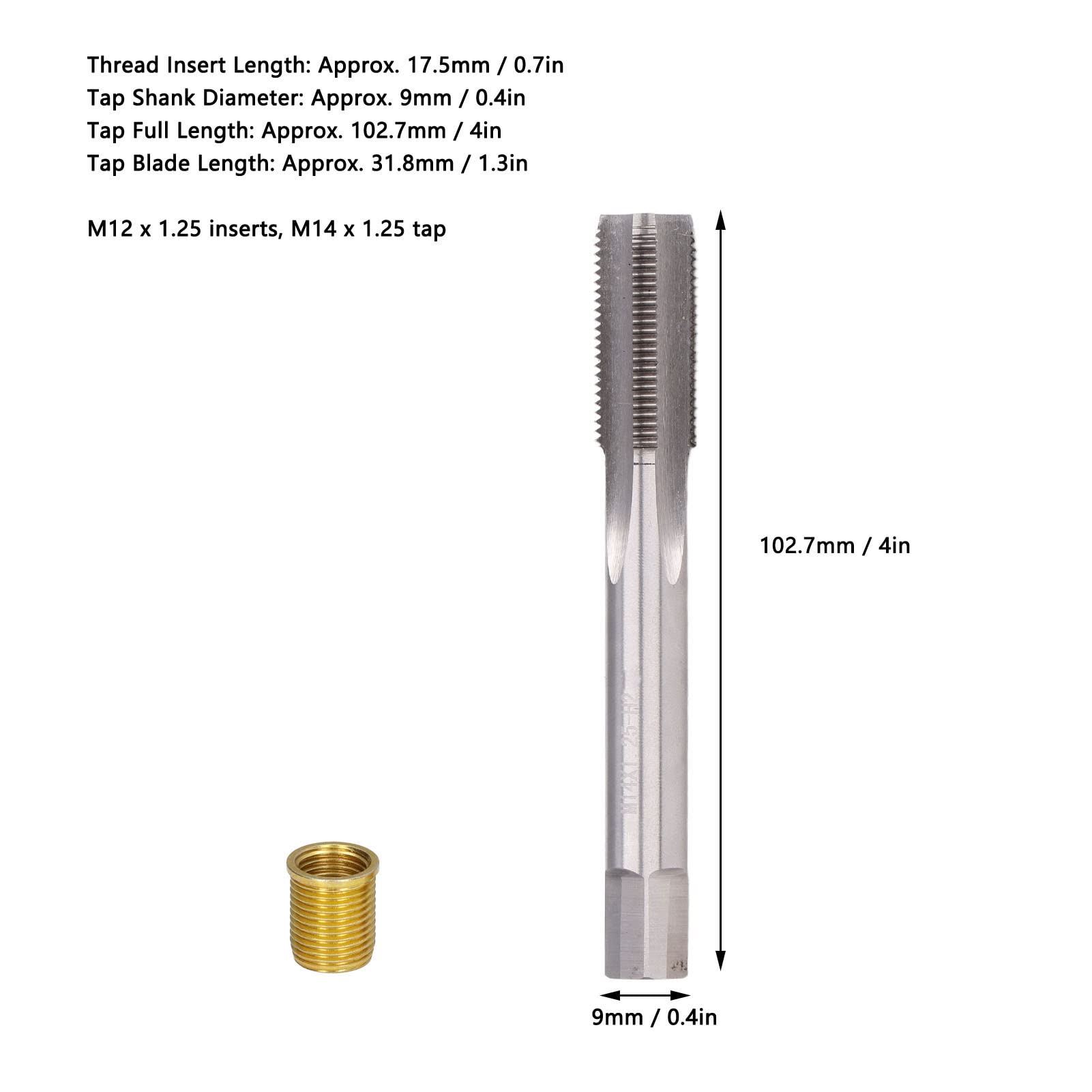 Threaded Inserts & Spark Thread Repair Tools - M12x1.25 & M14x1.25 Metal Inserts for Spark Plug Hole Repair | Automotive Ignition System Maintenance & Engine Repair Kits