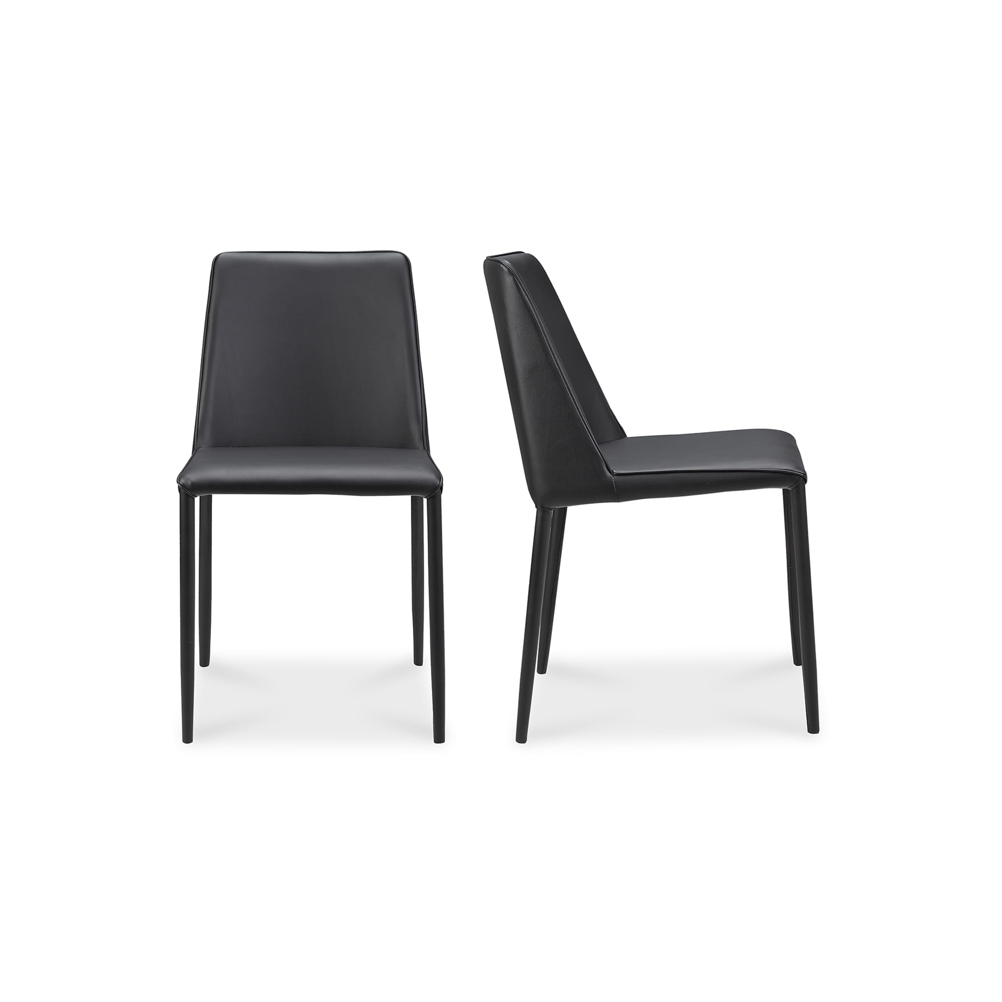 Nora Dining Chair Set of 2 - Modern Black Vegan Leather Upholstered Side Chairs for Kitchen, Dining Room & Office - Comfortable & Stylish Seating Solution
