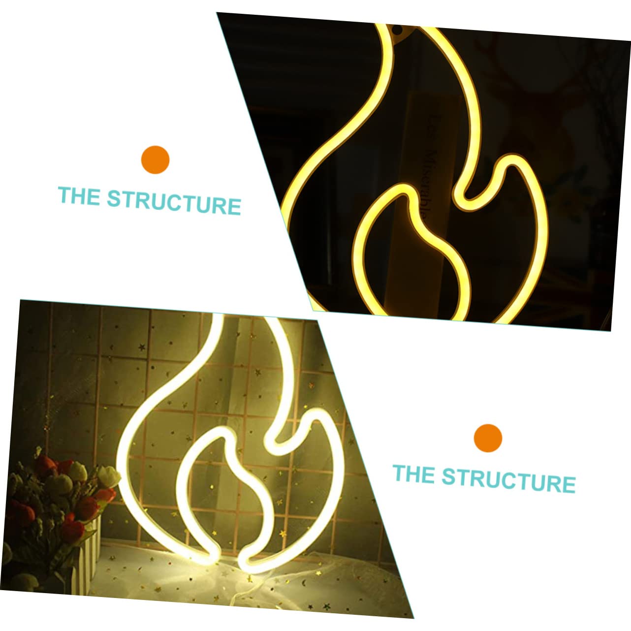 ETHZZLE LED Flame Effect Night Light - Dimmable Plastic Neon Lamp for Home, Office, Study - Creates Warm Ambiance | Perfect for Bedroom Decor, Relaxation & Mood Lighting
