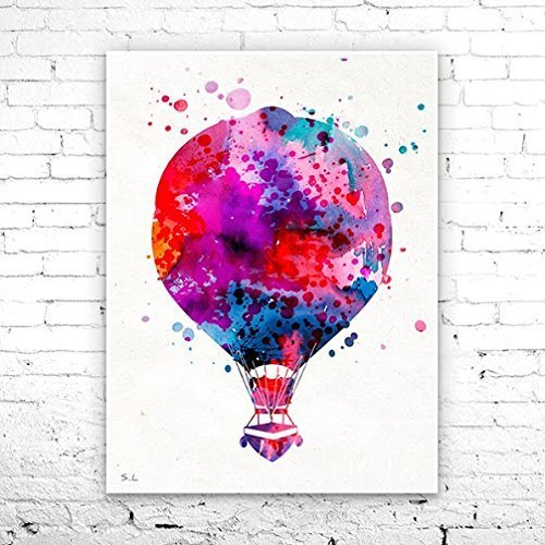 Hot Air Balloon Watercolor Print - Wall Art Decor, Balloon Poster for Nursery, Living Room & Office - Perfect for Home Decoration & Gift Giving