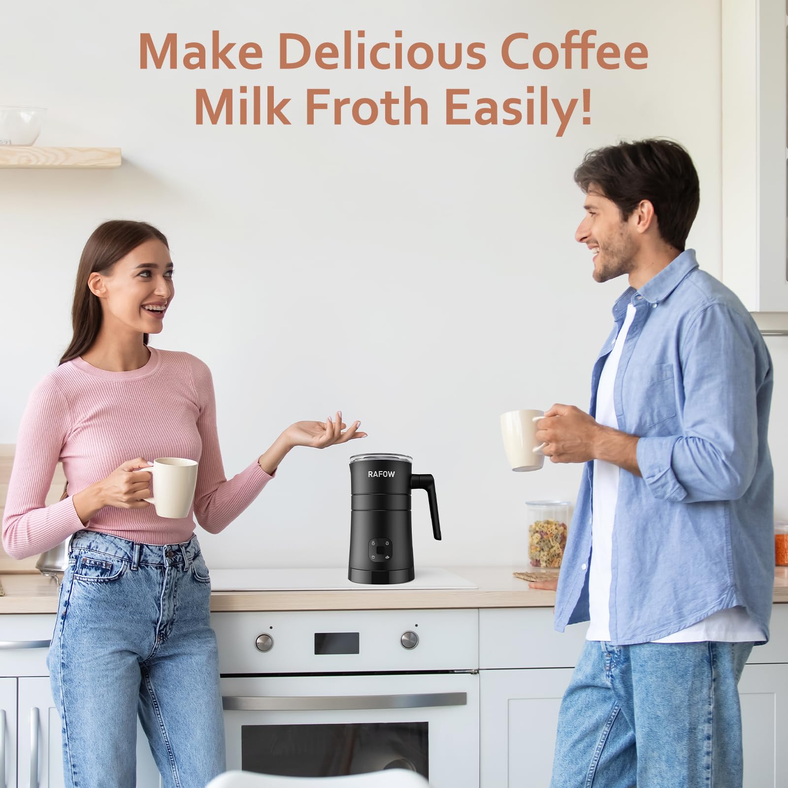 4-in-1 Electric Milk Frother & Steamer - 350ml/10oz Automatic Coffee Foam Maker for Hot & Cold Milk, Perfect for Latte, Cappuccino & Hot Chocolate - Ideal for Home Coffee Bars, Cafes & Office Use