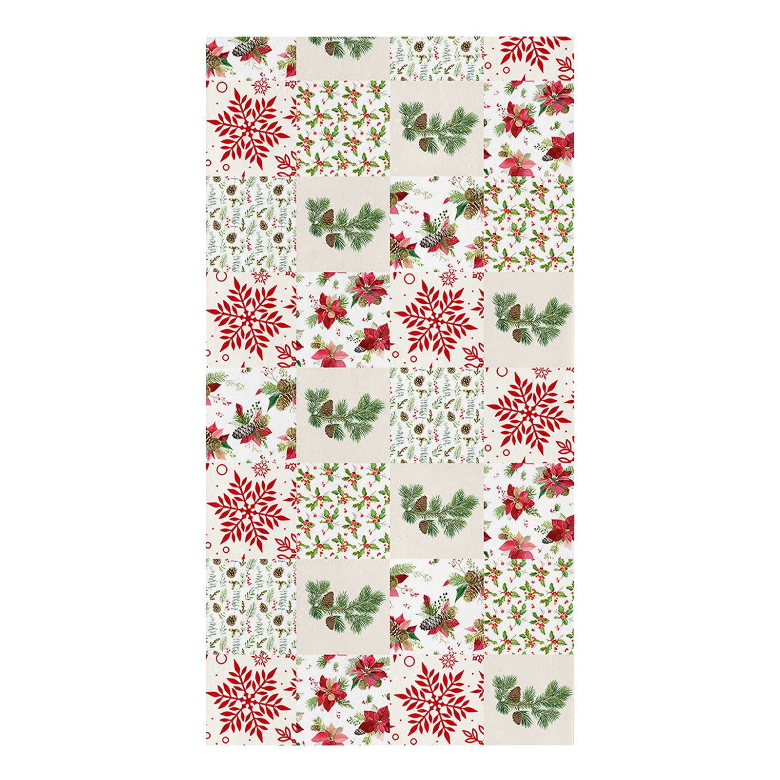 Christmas Holiday Kitchen Towels Set - 1 Pack of 18x28 Inches Absorbent Soft Cotton Dish Towels with Snowflake, Pine Cones, Poinsettia, Berry & Holly Leaf Designs - Perfect for Holiday Decor, Dish Drying, Bar & Tea Towels, and Festive Kitchen Decorations