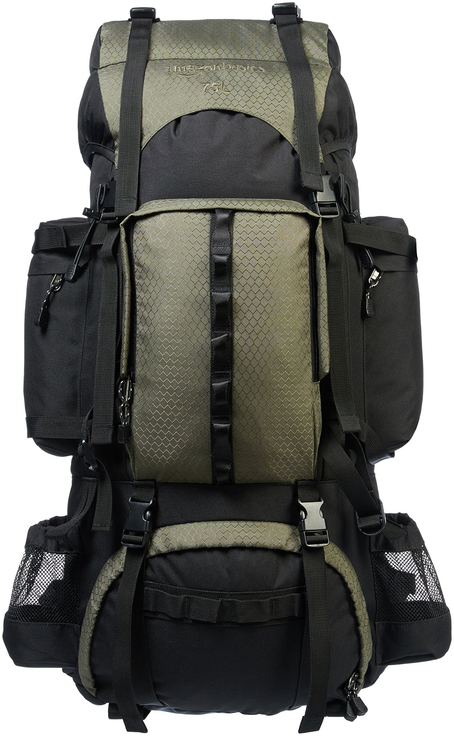 Amazon Basics Internal Frame Hiking Backpack with Rain Cover - Lightweight & Durable for Outdoor Adventures, Camping, and Travel