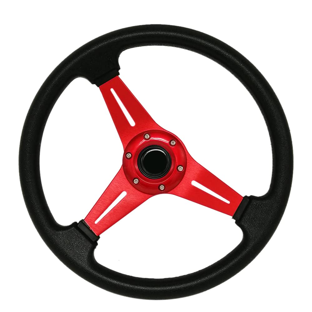 13.8” Universal Quick Release Racing Steering Wheel - 6 Bolt Flat Drift Car Steering Wheel with PU Leather Grip & Aluminum Spokes (Includes Horn Button) | Perfect for Drifting, Track Racing & Performance Driving