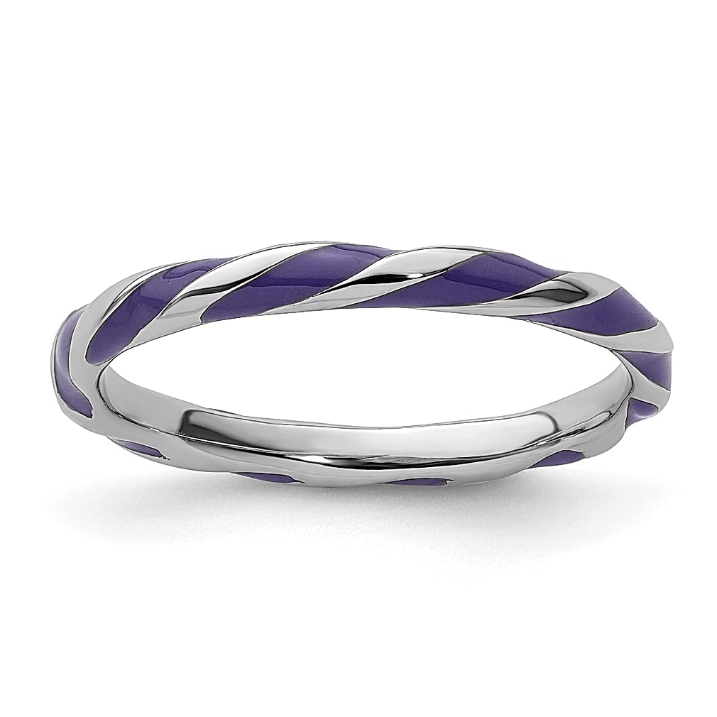 925 Silver Stackable Purple Enamel Ring for Women - Elegant Jewelry Gift for Her - Perfect for Daily Wear & Special Occasions