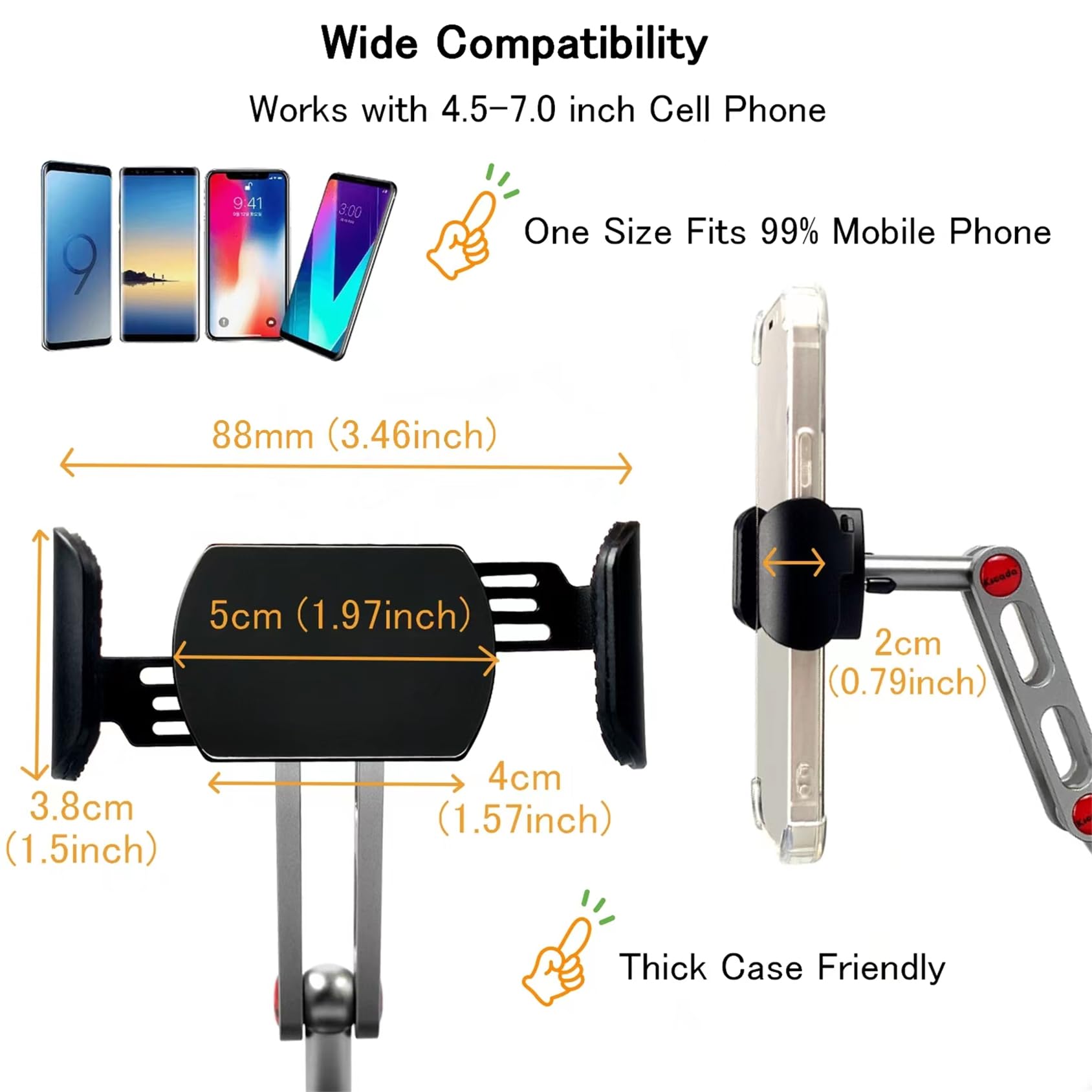 Adjustable Desktop Phone Stand with 360° Rotation - Universal Phone Holder for iPhone, Samsung Galaxy, Google Pixel (4.5-7.0 Inch) - Perfect for Home Office, Video Calls & Hands-Free Viewing
