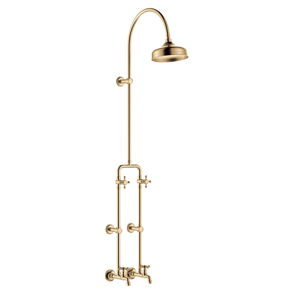 Fienza 455122UB Lillian Exposed Rail Shower & Bath Set in Urban Brass - Modern Bathroom Fixture for Spa-Like Experience
