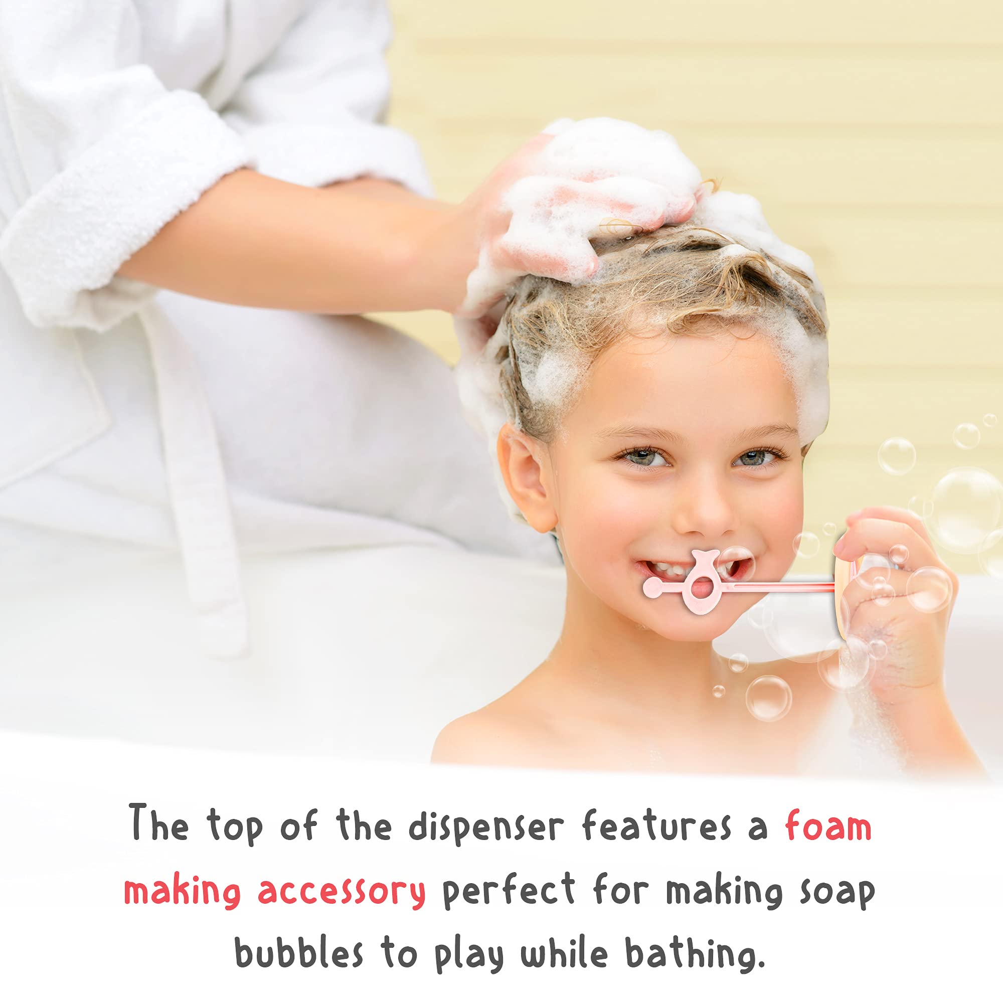 Kids Soap Dispenser with Pump - Plastic Bathroom Accessory for Soap, Body Wash, Shampoo & Lotion | Made in Europe | Pink | Perfect for Children's Bathroom, Nursery & Daycare Use