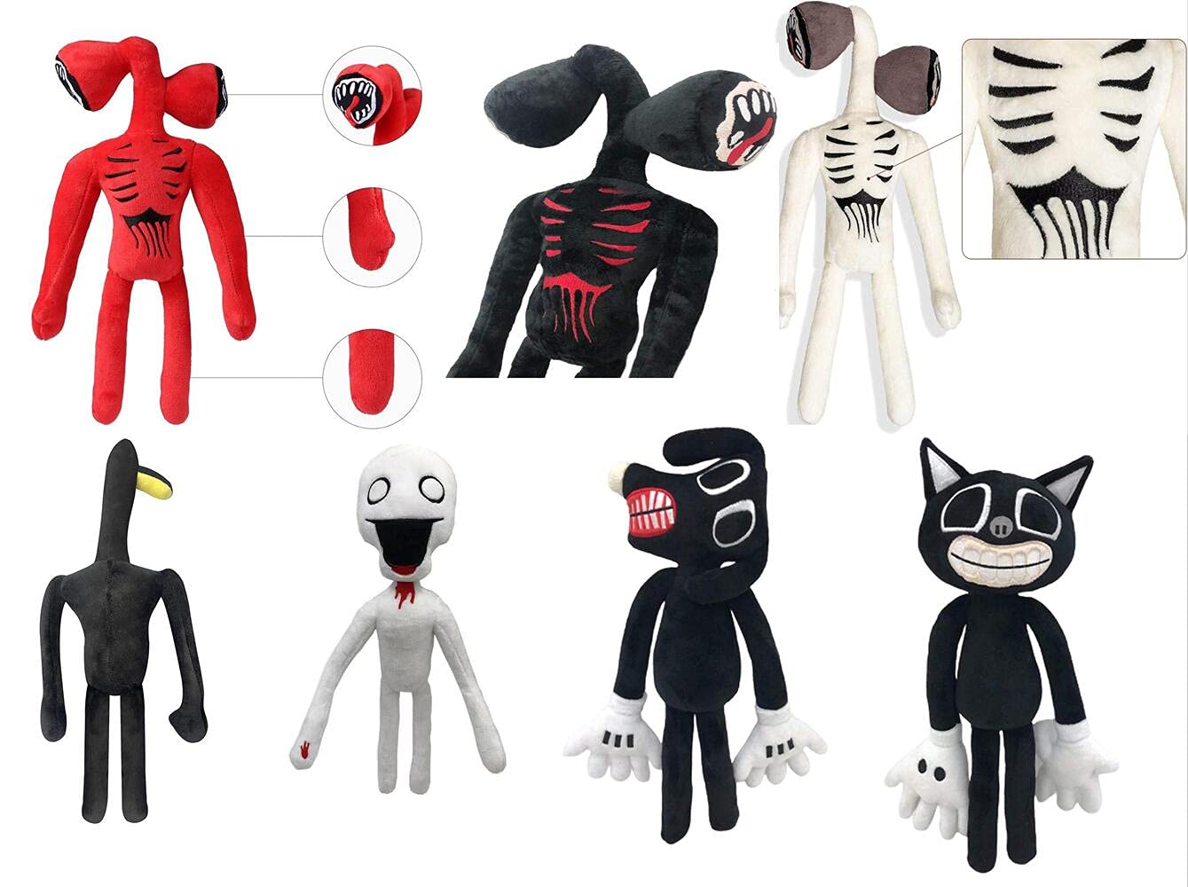 10 PCS Siren Head Plush Toys Set - Cute Cartoon Dog & Cat Stuffed Animals - Perfect for Home Decor, Birthday Gifts, Party Favors & Kids Room (White)