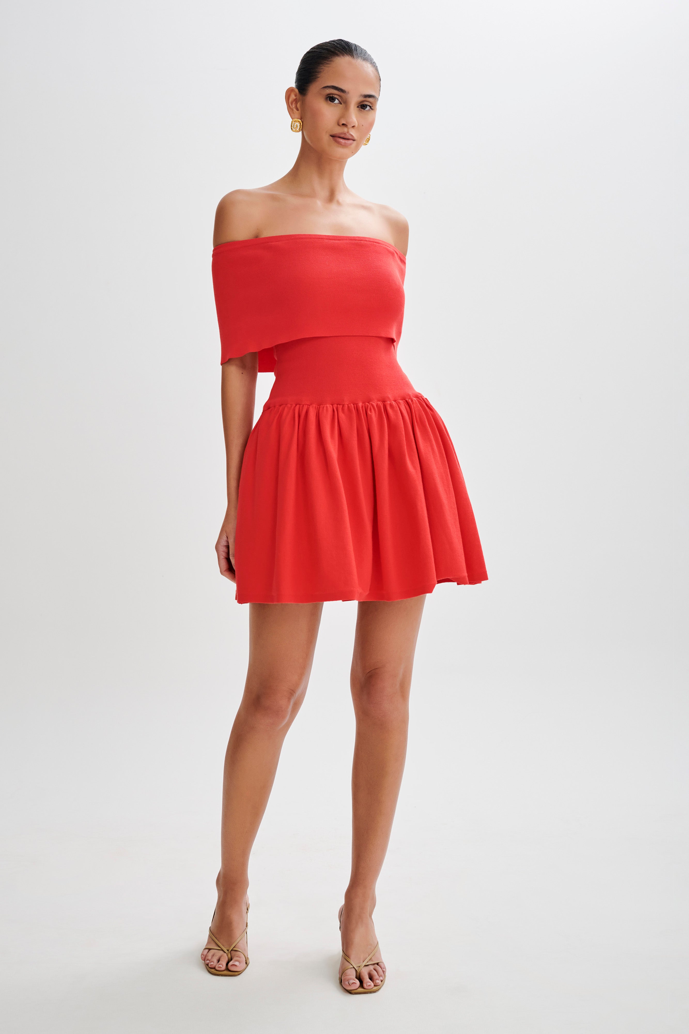 Lydia Off Shoulder Knit Mini Dress - Sexy Red Bodycon Dress for Women | Perfect for Date Night, Party & Vacation