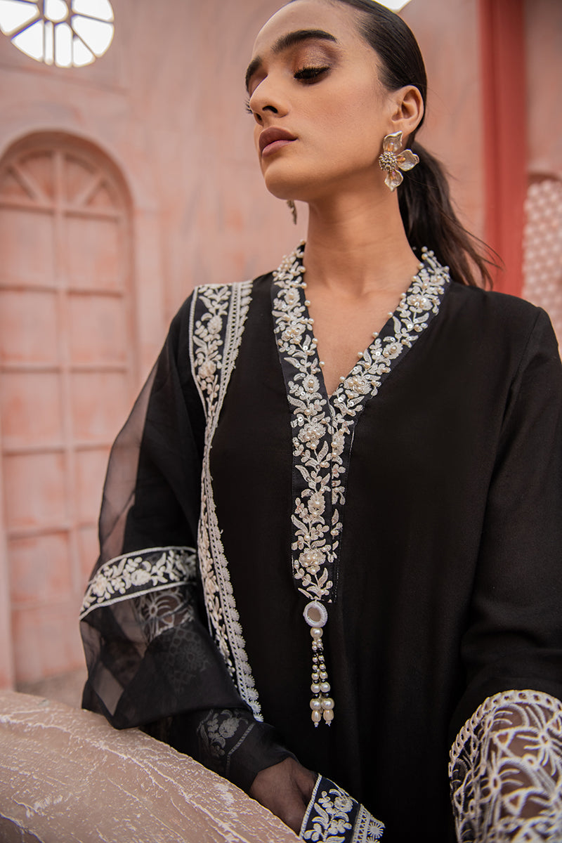 BLACK DREAM 2PC Women's Ethnic Outfit Set (Kurta Shirt & Dupatta Scarf) - Traditional Indian Pakistani Clothing for Festivals, Weddings & Special Occasions