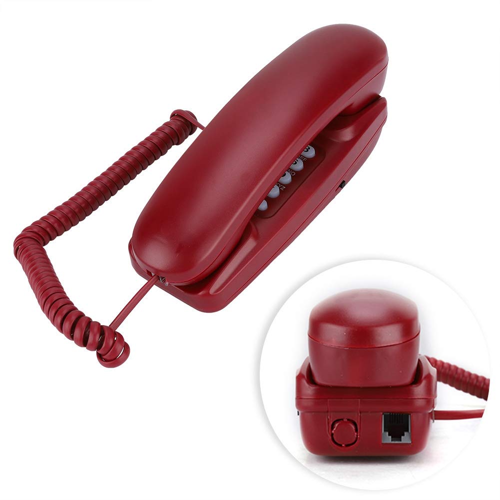 Bewinner Corded Landline Phone - No Caller ID Display, Desktop Wall Phone for Home with Flash/Mute/Redial (Red) - Perfect for Home Office, Kitchen, and Bedroom Use