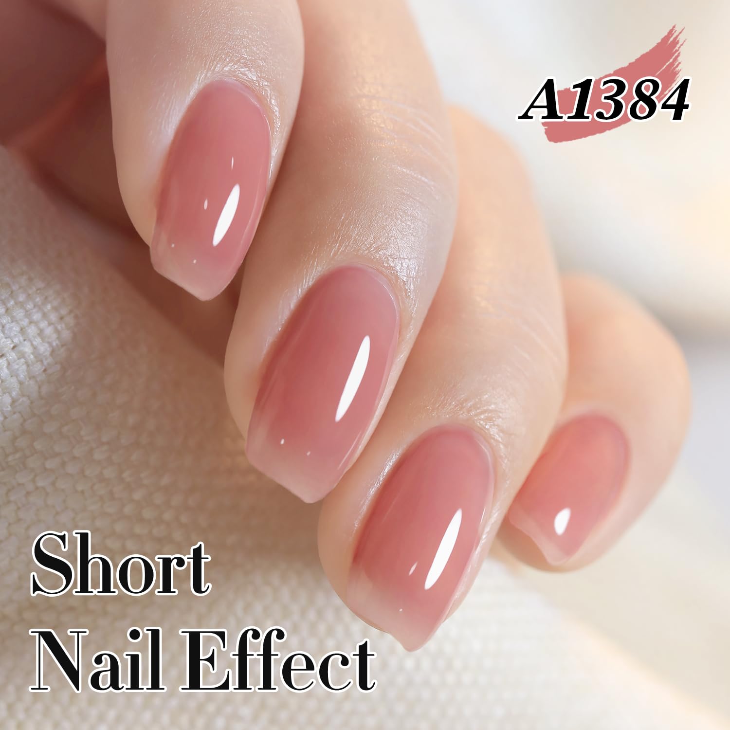 Double Rhythm Translucent Gel Polish - Sheer Neutral Natural Light Milky Nail Polish (15ML) - Same Color Same Bottle - Jelly Nail Polish for DIY Nail Art at Home - Perfect for Everyday Wear & Special Occasions (Nude Milky Pink-A1384)