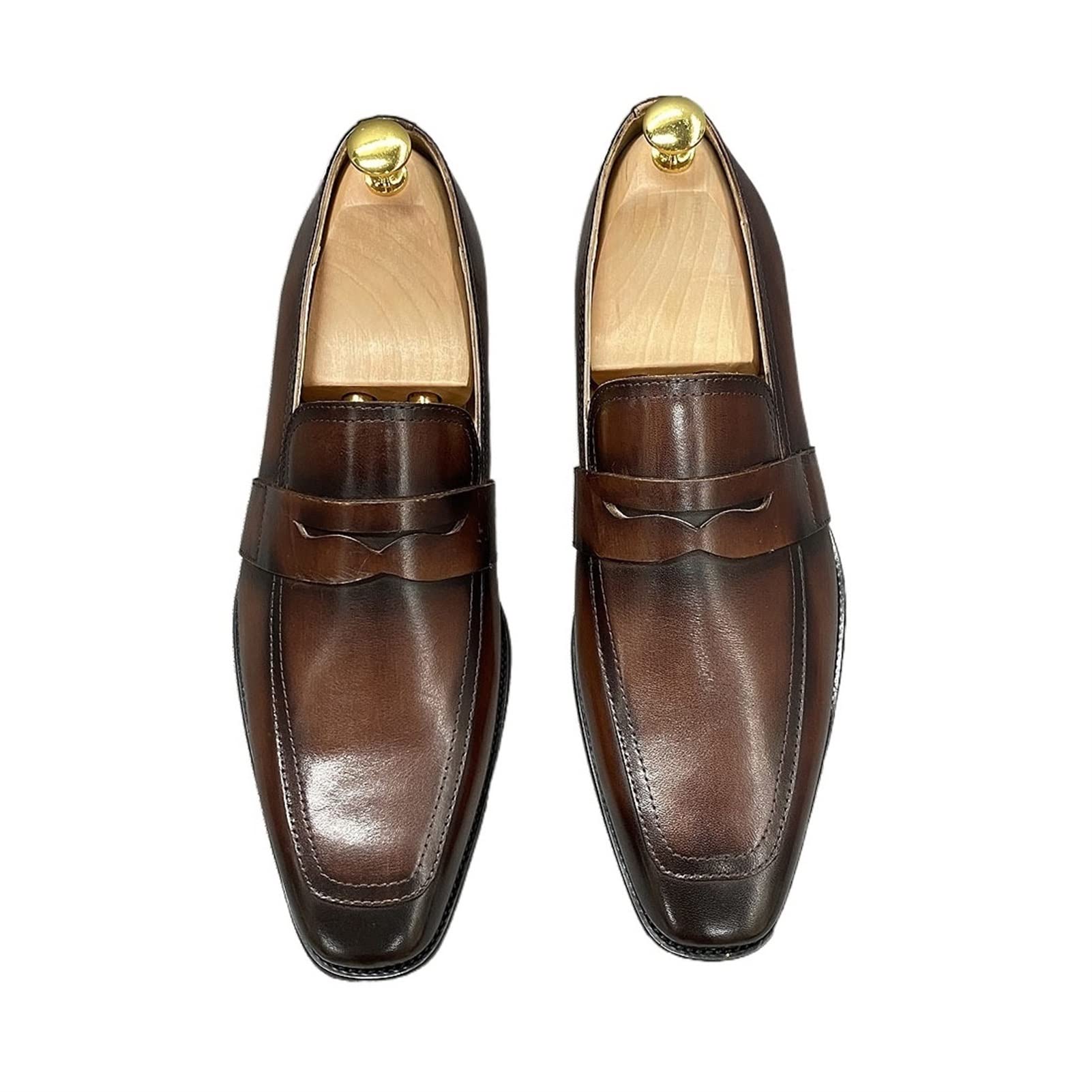 Classic Men's Penny Loafers Size 6-13 | Genuine Leather & PU Dress Shoes | Brown Slip-On Italian Style Formal Shoes for Office, Business & Wedding Occasions