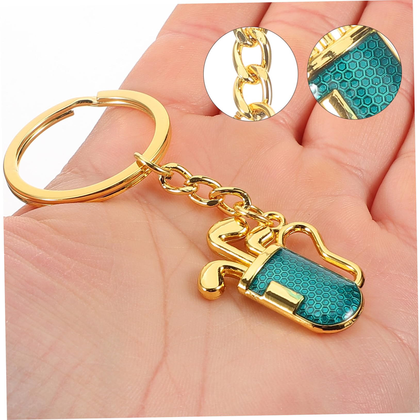 GOOHOCHY Golf Keychain with Ball Markers - Gold & Blue Hanging Keyring Pendant for Golf Bag Decor | Perfect Gift for Golfers & Sports Enthusiasts