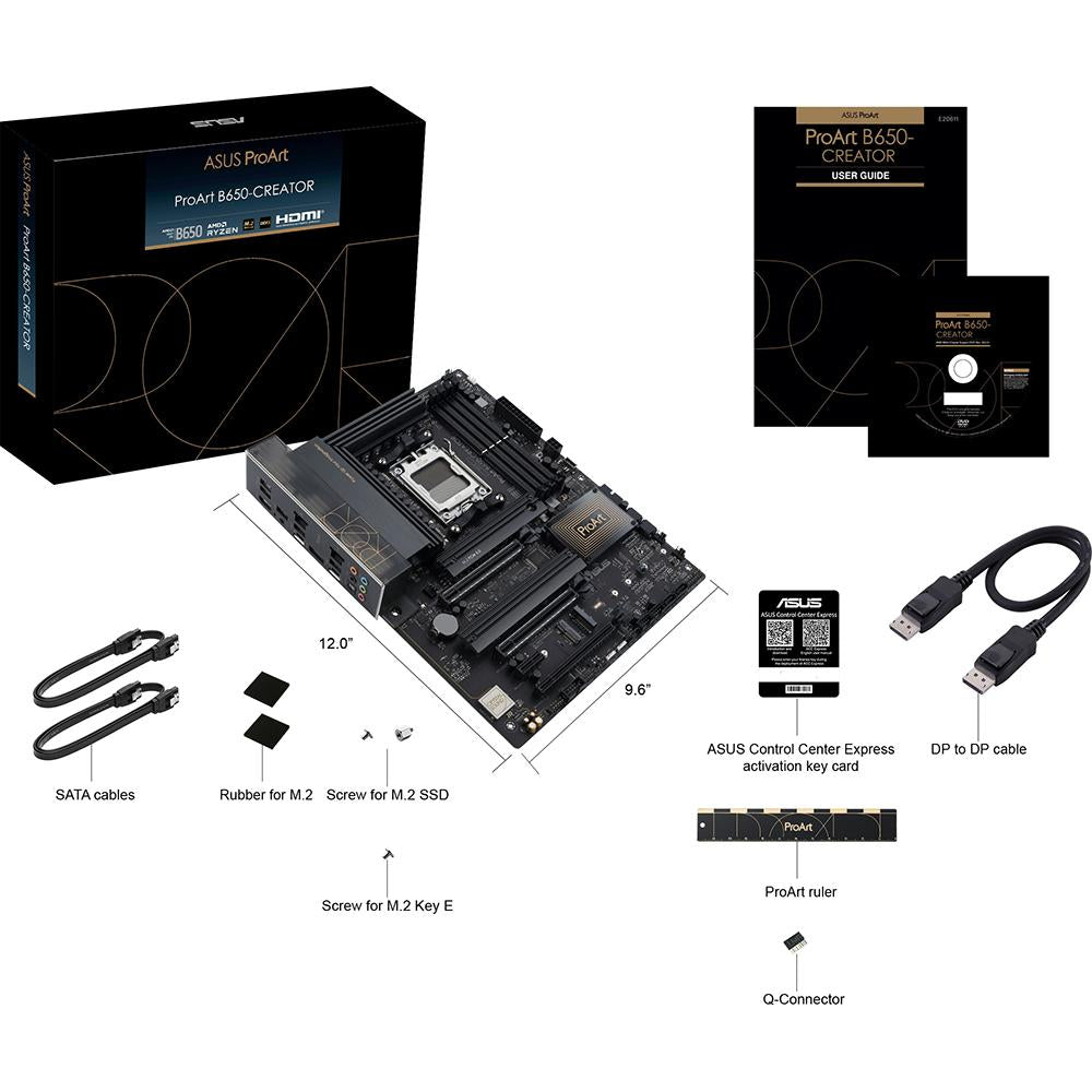 ASUS PROART B650 CREATOR Motherboard - AMD AM5 Socket, DDR5, PCIe 5.0 - Ideal for Content Creation, Video Editing & 3D Rendering Workstations