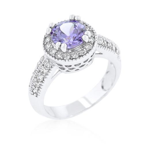 Lavender Halo Engagement Ring - 14K White Gold Diamond Wedding Ring for Women | Perfect for Proposals, Anniversaries & Romantic Occasions