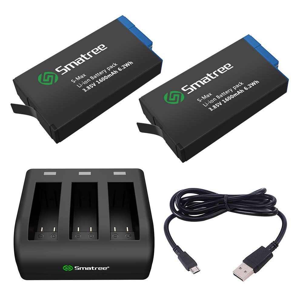 Smatree 2-Pack Replacement Battery with 3-Channel Fast Charger for GoPro Hero Max - Perfect for Extended Outdoor Adventures, Travel Vlogging & Action Sports Recording