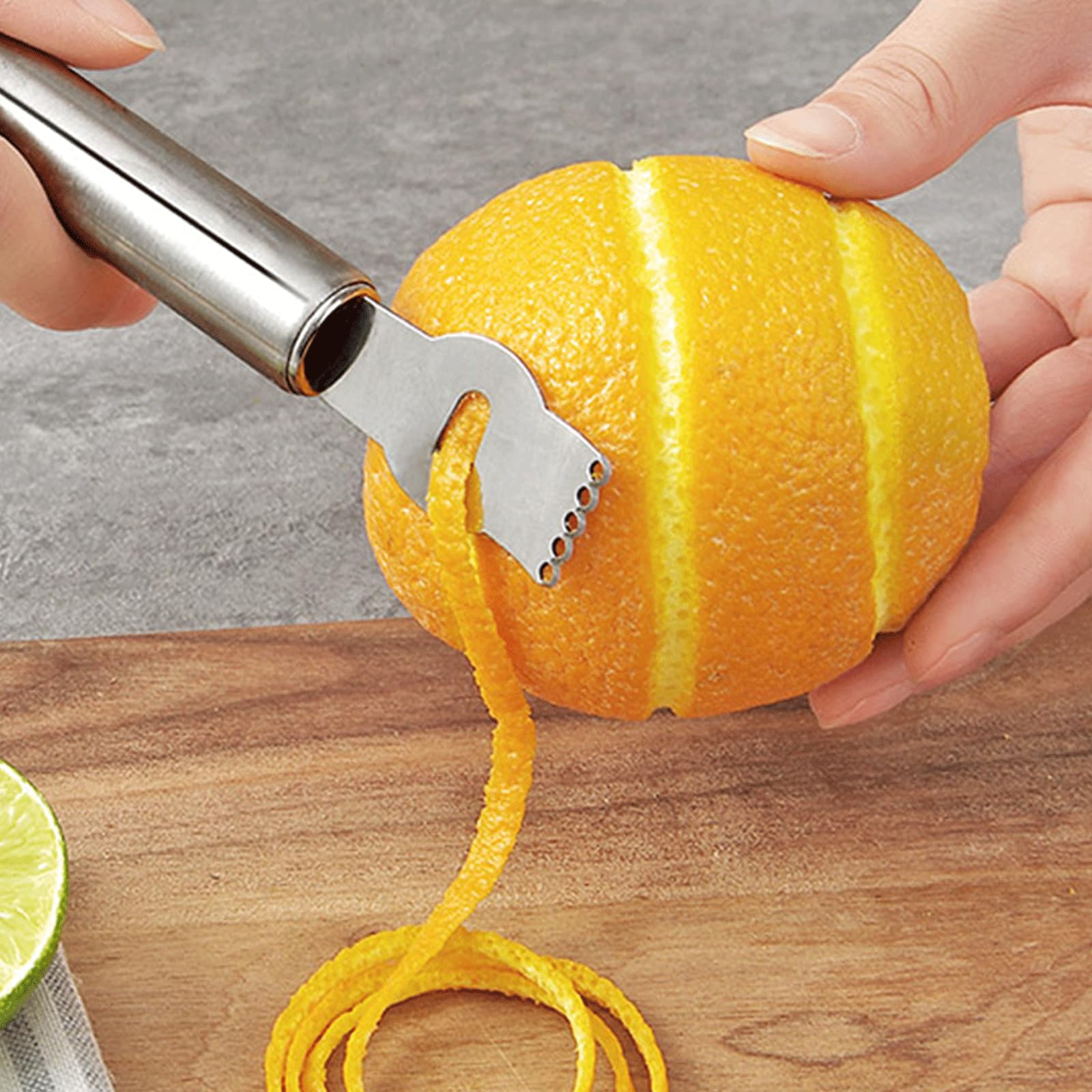 3Pcs Stainless Steel Lemon Zester Tool - Citrus Peeler, Grater & Peeling Knife with Ergonomic Handle - Multipurpose Kitchen Gadget for Baking, Cocktails & Fruit Garnishing - Perfect for Bars, Restaurants & Home Chefs