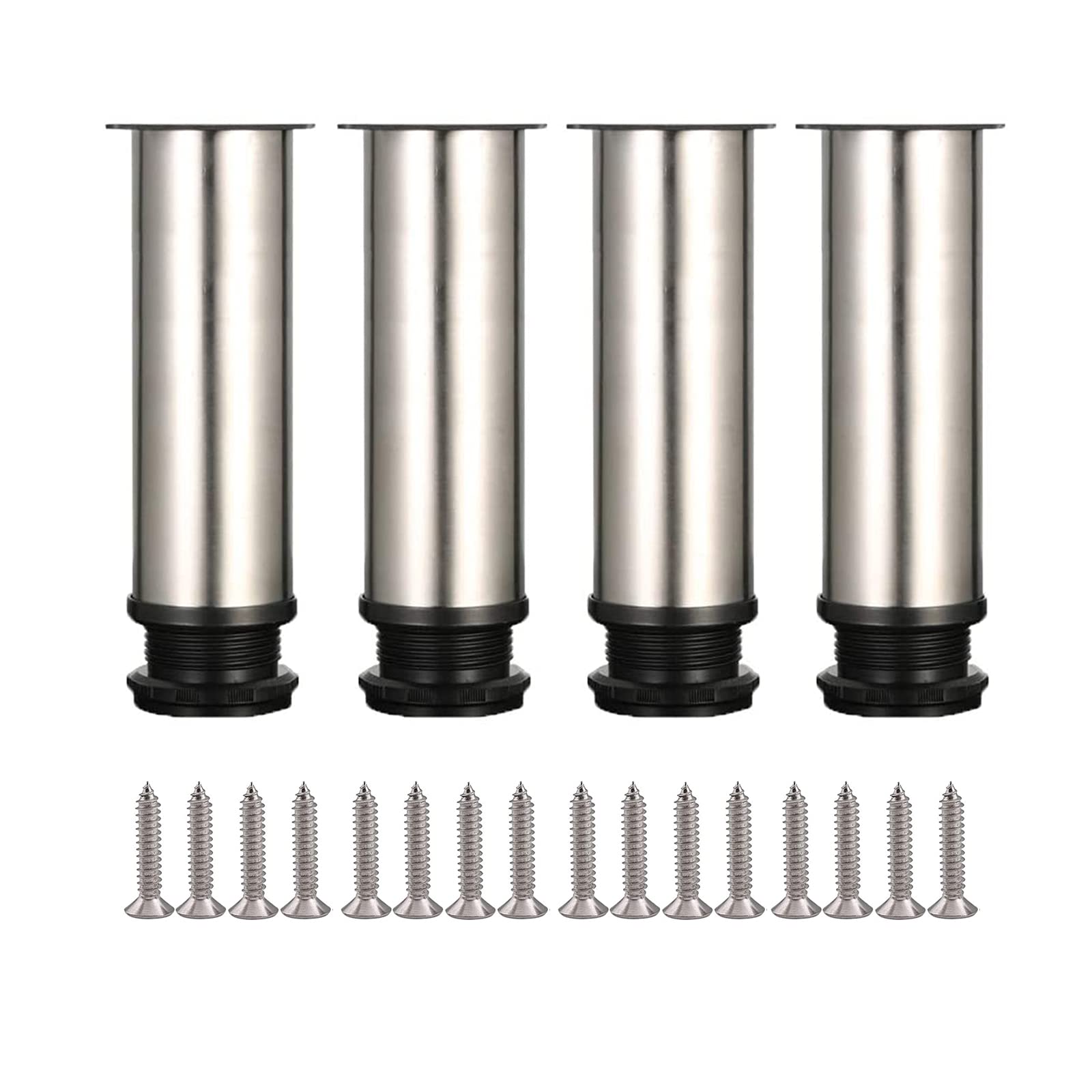 Adjustable Stainless Steel Furniture Legs 2-28 Inch Heavy Duty Table Legs for Office Desk, Coffee Table, Kitchen - Durable & Stylish (6 Inch, Silver) - Perfect for Home Office, Dining Room & Modern Interior Design