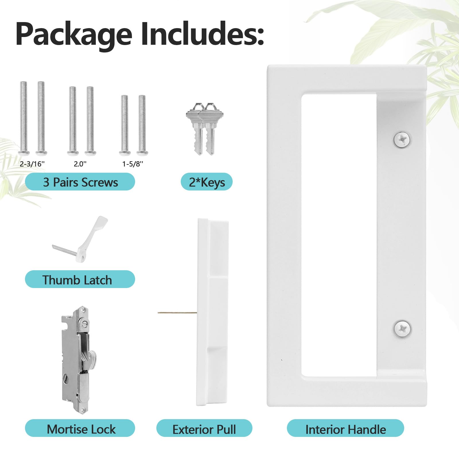 Sliding Patio Door Handle Set with Key Cylinder & Mortise Lock - Fits 1-3/4