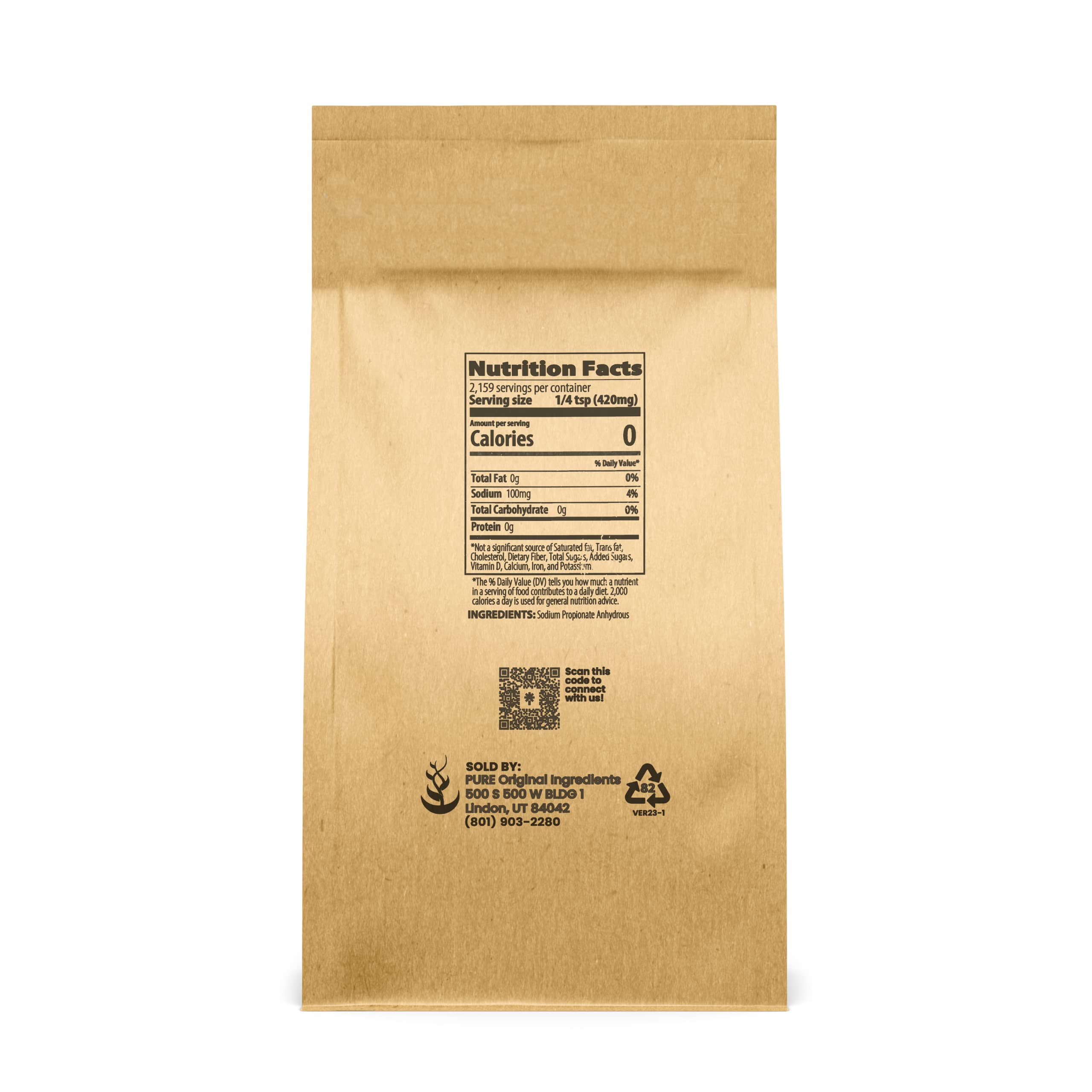 Pure Sodium Propionate (2 lb) - Food Grade Preservative & Mold Inhibitor for Baking, Cheese, Bread & Meat | Safe Food Additive | Extends Shelf Life