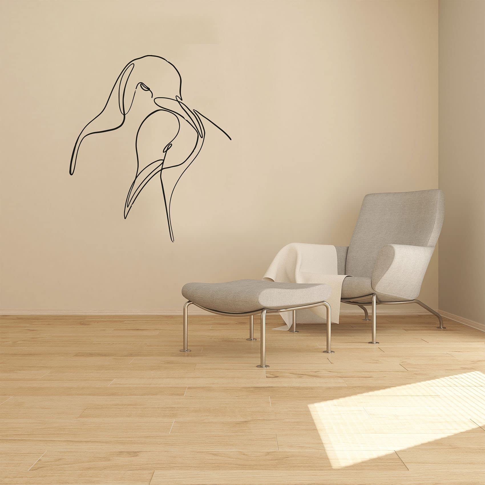Elegant Penguin Pair Silhouette Vinyl Wall Art Sticker - 20x18 Inch Line Design Decal for Kids Room, Nursery, Study & Home Decor - Perfect for Boys & Girls Bedroom Wall Decoration