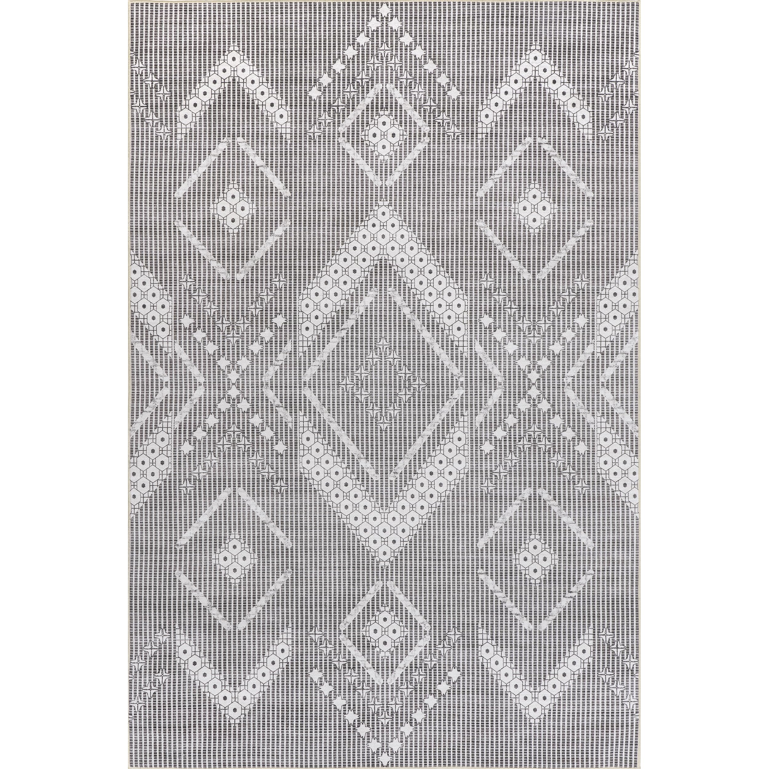 nuLOOM Carlita Tribal Washable Indoor/Outdoor Rug 5x8 ft, Light Grey - Perfect for Living Room, Patio & High Traffic Areas