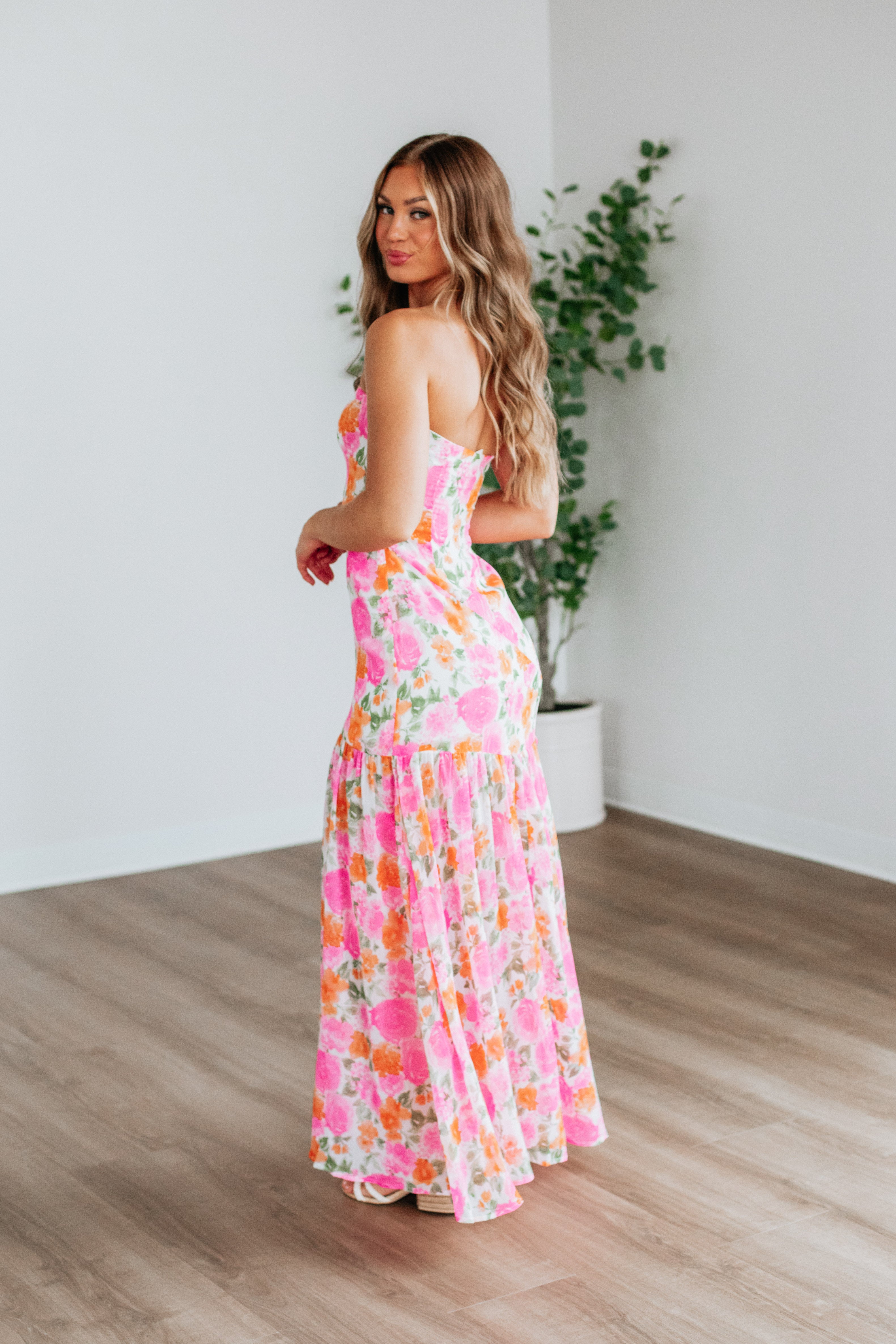 Audrey Floral Print Summer Dress for Women - Elegant Midi Dress for Wedding, Party & Vacation