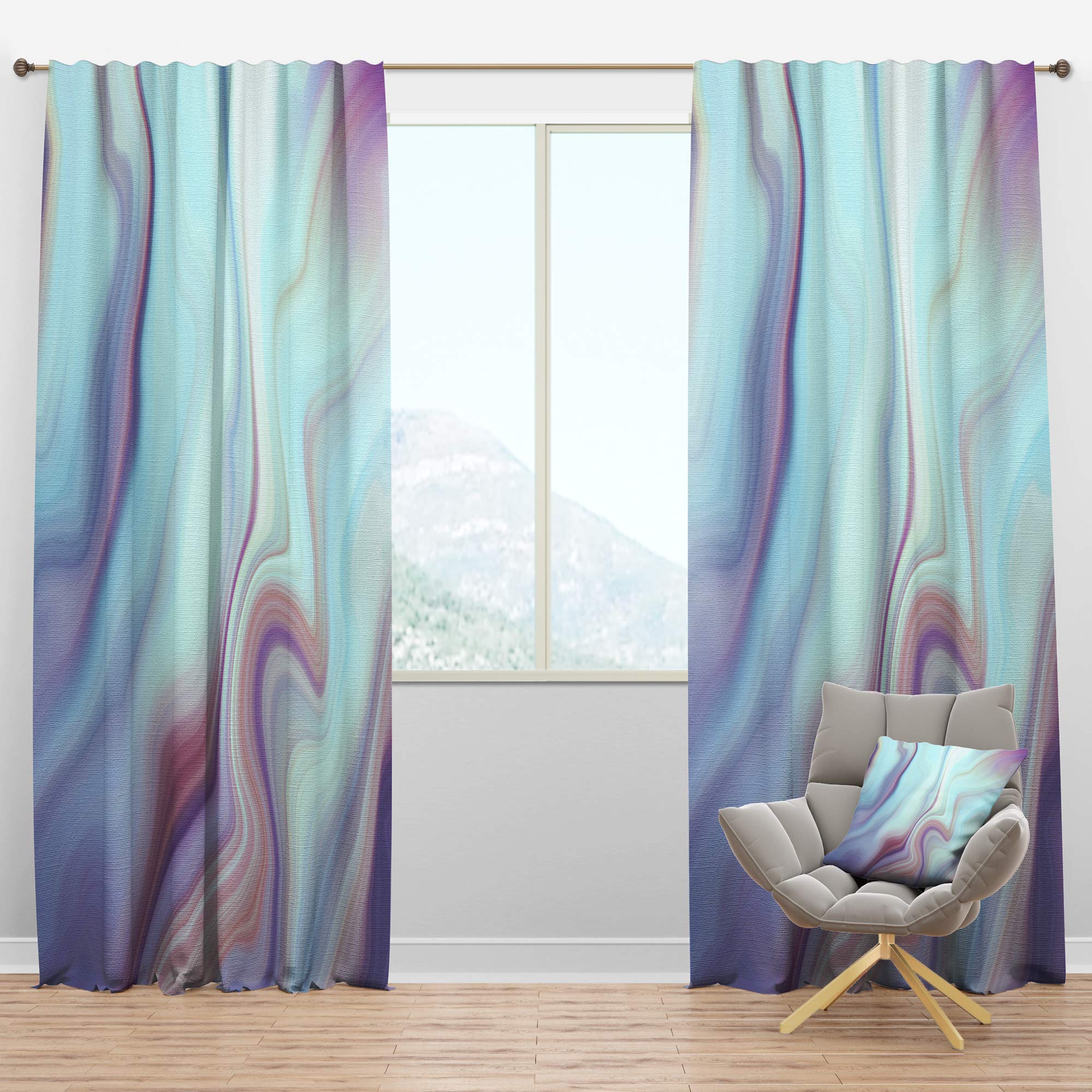 Blackout Curtains Thermal Insulated Single Panel 52x108 - Marbled Liquid Agate Design for Bedroom & Living Room - Noise Reducing & Light Blocking Drapes for Better Sleep & Privacy