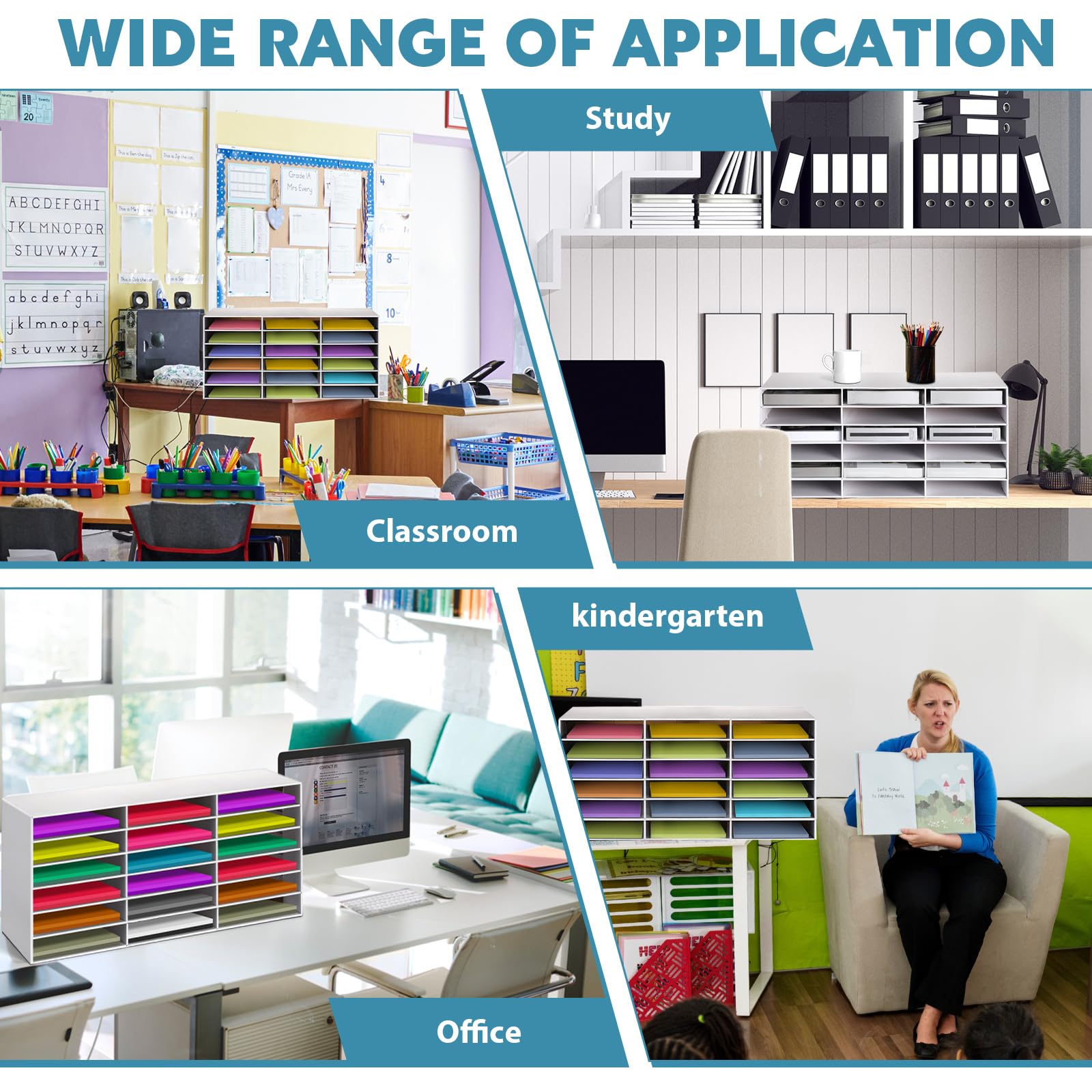 Fuutreo 2-Pack Sturdy Cardboard Classroom Paper Organizer - 18-Slot Construction Paper Storage & Literature Mailbox for Home, Office, School | Perfect for Craft Supplies, Homework, and Document Organization