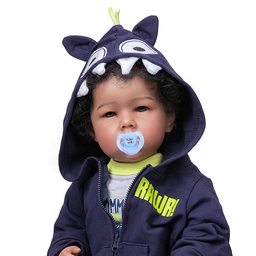 20 Inch Realistic Weighted African American Reborn Baby Doll - Lifelike Black Skin Boy with Blue Eyes, Perfect Gift for Boys | Nursery Decor, Playtime, Collectibles & Emotional Support