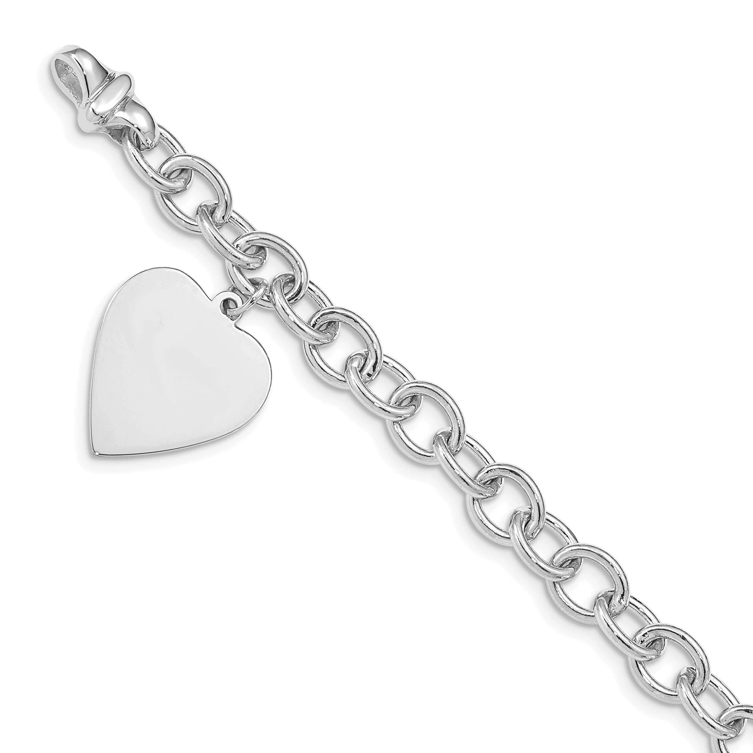 Avariah 14k White Gold Heart Charm Link Bracelet & Anklet - 7.5