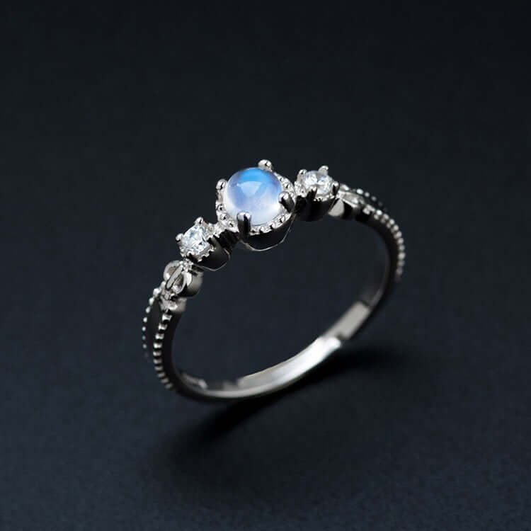 18K Gold Sterling Silver Moonstone Gemstone Ring for Women – Elegant Handmade Jewelry for Engagement, Wedding & Special Occasions | FME R242