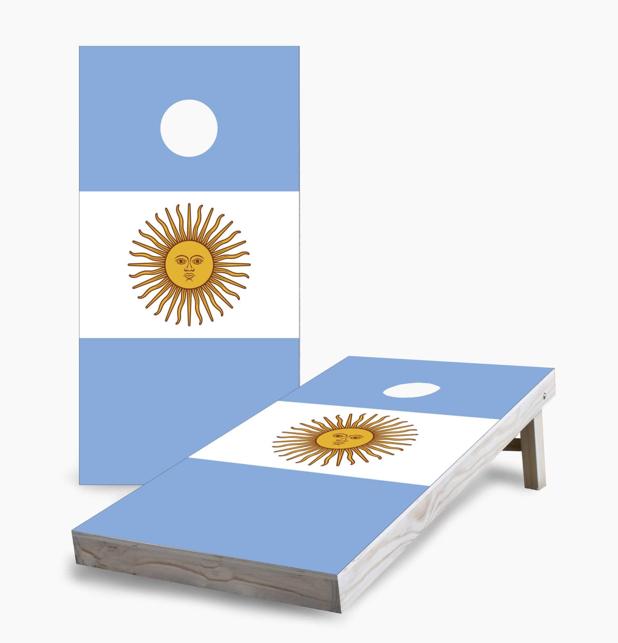 Argentinian Flag Corn Hole Board Game Set - 2 Boards & 8 Bags with Carrying Case - Outdoor Lawn Games for Backyard, Tailgating, and Parties