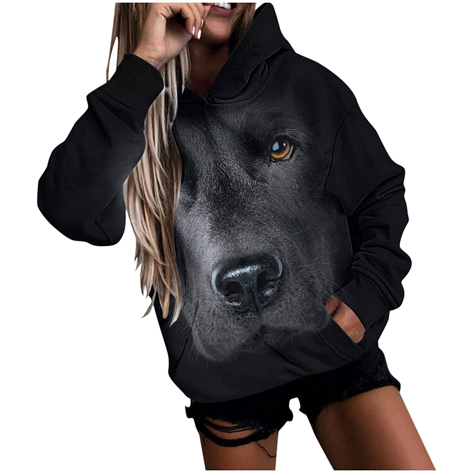 Women's Casual Round-Neck Printed Sweatshirt Blouse - Fashion Pullover Top in Black | Perfect for Everyday Wear, Office Outfits & Weekend Outings