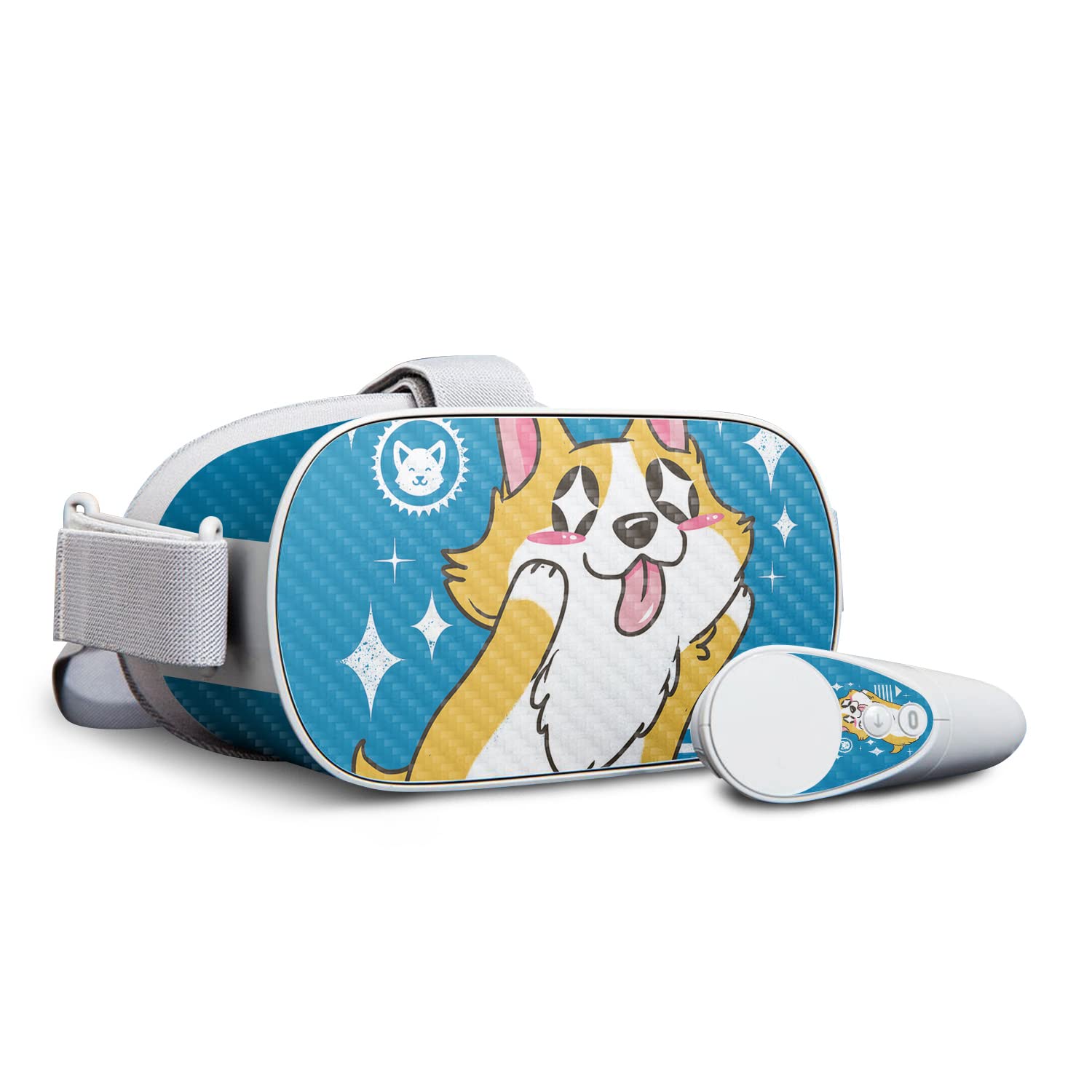 MightySkins Carbon Fiber Skin for Oculus Go - Corgi Kawaii Design | Protective & Durable Textured Finish | Easy to Apply & Remove | Made in USA | Perfect for Gaming, VR Protection & Customization