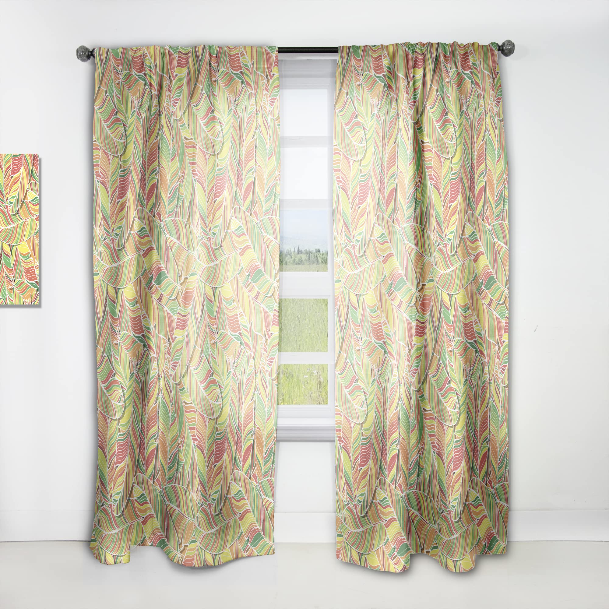DesignQ Thermal Insulated Curtains - Brightly Colored Feathers Pattern, 52x84 Inch Single Panel for Bedroom & Living Room - Energy Saving Blackout Drapes for Home Decor & Privacy