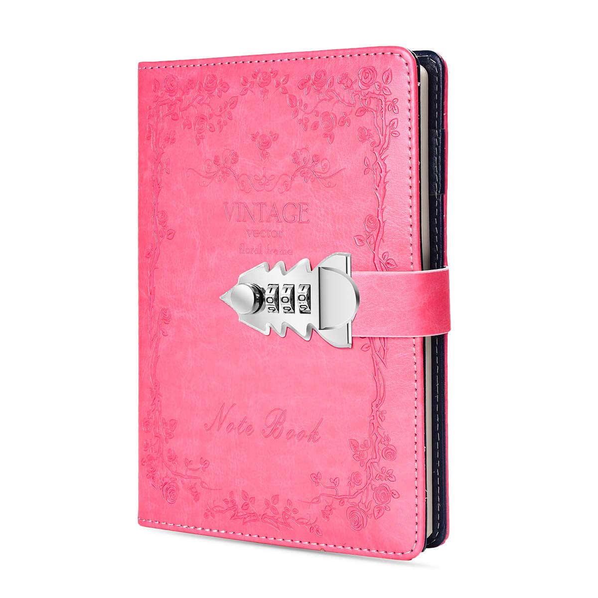 ARRLSDB A5 Locking Diary Notebook - PU Leather Combination Lock Journal for Writing, Travel & Personal Use - Secure Password Protected Diary (Pink) - Perfect for School, Office, Home & Gift Giving