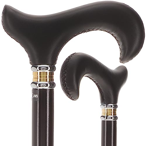 Black Leather Derby Walking Cane