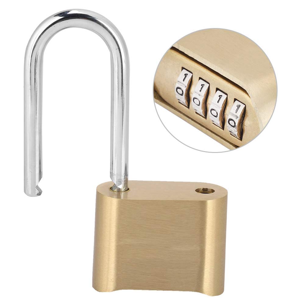 4-Dial Combination Padlock - Brass Travel Luggage Lock with Resettable Code for Suitcases, Backpacks, Lockers & Gym Bags | Secure Your Belongings During Travel, Workouts & Storage