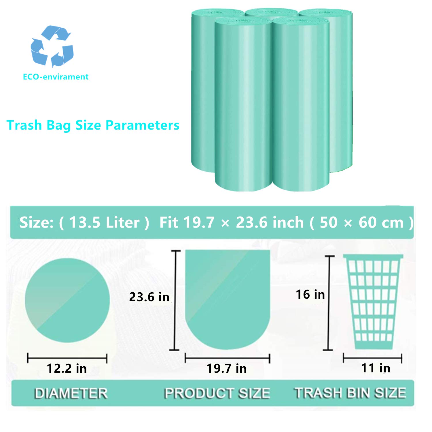 Eco-Friendly Compostable Trash Bags 4 Gallon - 100 Count Biodegradable Kitchen Garbage Bags | Strong Unscented Waste Can Liners for Home, Office, Bathroom & Outdoor Use | Sustainable Waste Solution